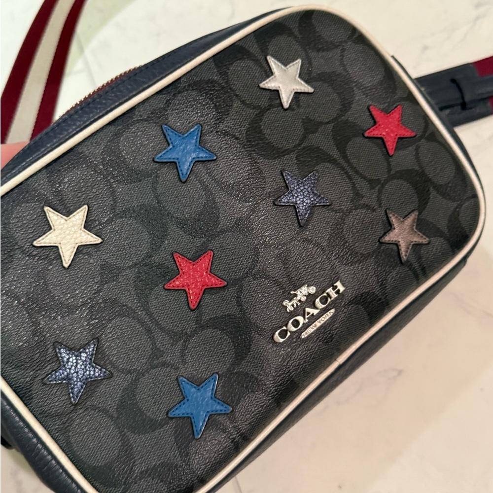 Elegant Black Leather COACH crossbody bag